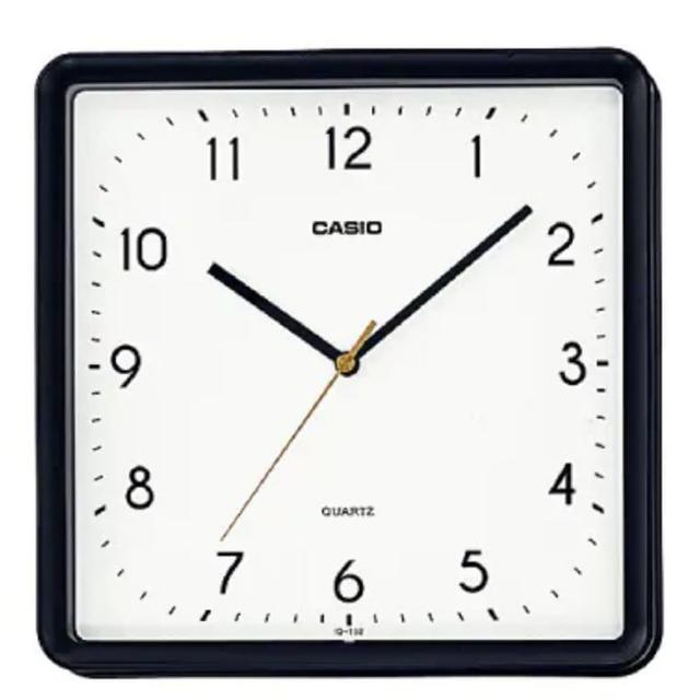 【CASIO 卡西歐】復古風格文青感方形掛鐘-黑框(IQ-152-1)