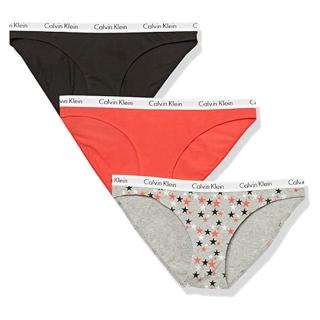 【Calvin Klein 凱文克萊】女時尚彈性比基尼黑紅灰色三角內著混搭3件組-網(預購)