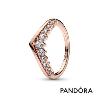 【Pandora官方直營】密鑲寶石許願骨戒指：鍍14K玫瑰金