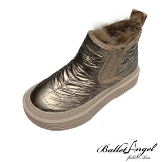 【BalletAngel】暖感金屬風格紋保暖雪靴(古銅)