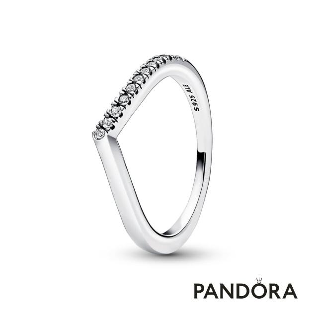 【Pandora官方直營】半邊鑲石許願骨戒指