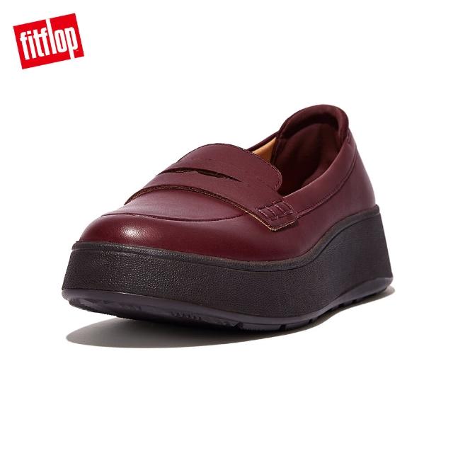 【FitFlop】F-MODE LEATHER FLATFORM PENNY LOAFERS經典造型皮革樂福鞋-女(梅紅色)