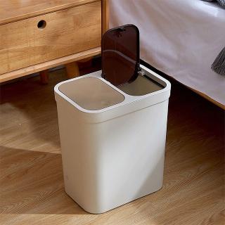 【居家cheaper】16L 彈蓋式分類垃圾桶(分類垃圾桶/辦公室垃圾桶/乾溼分離垃圾桶/垃圾筒/收納桶)