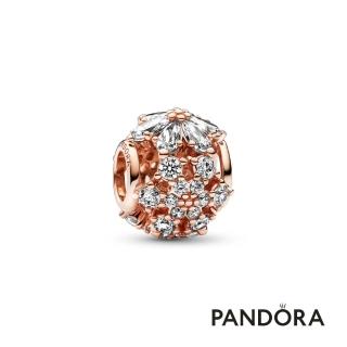 【Pandora官方直營】璀璨浮游花圓形串飾：鍍14K玫瑰金