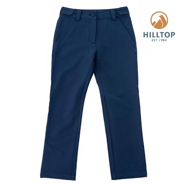 【Hilltop 山頂鳥】童款超潑水彈性長褲H31CA7黑深藍