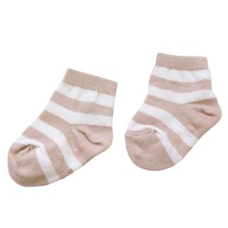 【Azure Canvas 藍天畫布】100%有機棉寬條短襪-褐米/5雙組(嬰幼兒襪子)