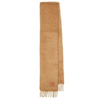 【LOEWE 羅威】Wool Mohair 羊毛與馬海毛混紡 圍巾 棕色