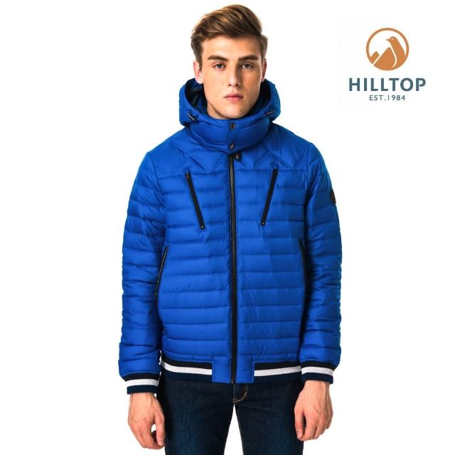 【Hilltop 山頂鳥】男款超潑水保暖蓄熱羽絨夾克F24ME6藍
