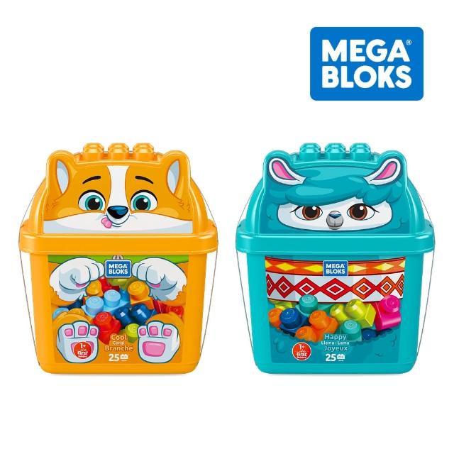 【Mega Bloks 美高積木】動物造型積木桶-2款(兒童積木/大積木/學習積木/創意DIY拚搭)