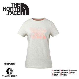 【The North Face】女 FlashDry排汗短袖T恤《乳白》3CJC/短袖上衣/運動短袖/T恤(悠遊山水)