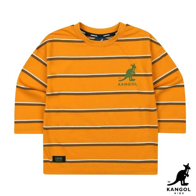 【KANGOL】韓國-KIDS 七分袖條紋T恤-橘黃色(W22AN701FH)