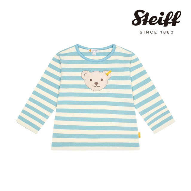 【STEIFF】熊頭童裝  條紋長袖T恤(長袖上衣  啾啾款)