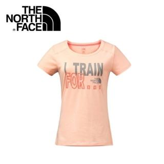 【The North Face】女 Logo短T《橘粉》2XUY/吸濕排汗/透氣/運動/戶外/休閒上衣(悠遊山水)