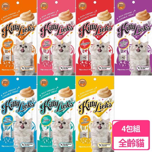 【KITTY LICKS】甜甜貓肉泥 15gx4條 4包組(貓零食、肉泥)