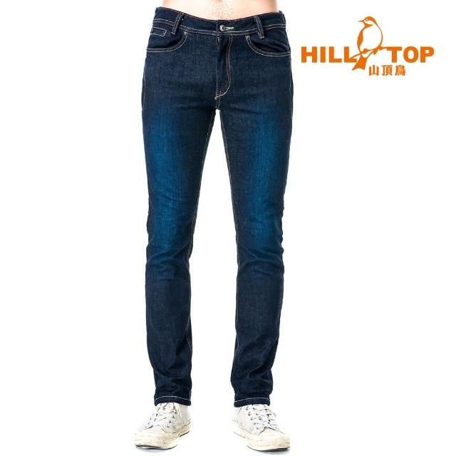 【Hilltop 山頂鳥】男款保暖修身牛仔褲H31MK7黑