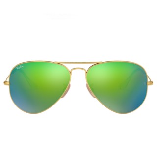 【RayBan 雷朋】飛行員款金色鏡架綠色水銀鏡片太陽眼鏡(3025-11219)