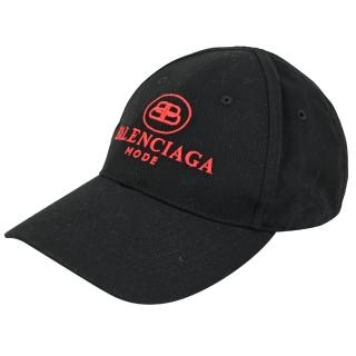 【Balenciaga 巴黎世家】經典電繡雙B LOGO棉質質感鴨舌帽棒球帽(黑)