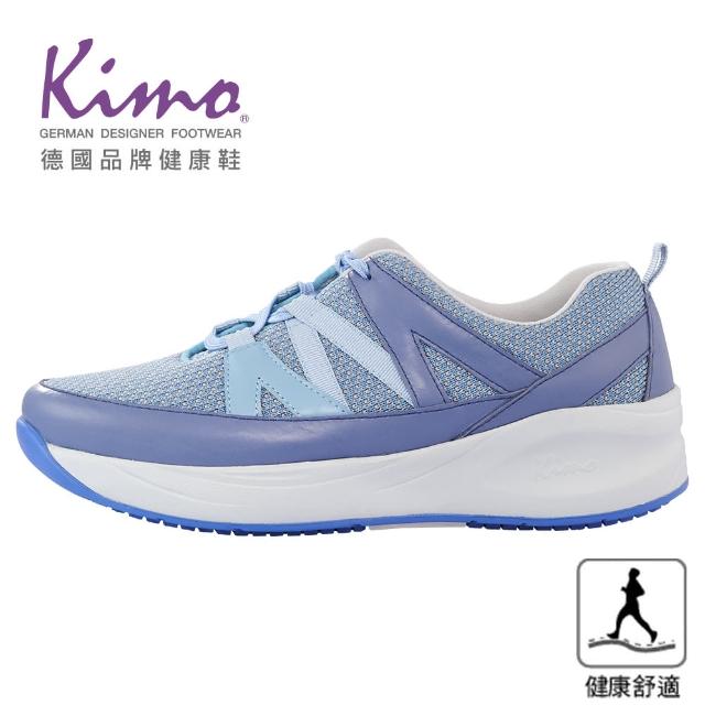 【Kimo】專利足弓支撐-彩帶設計牛皮織面健康鞋 女鞋(矢車菊藍 KBBWF160166)