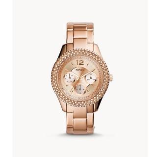 【FOSSIL】FOSSIL 美國最受歡迎玫瑰人生晶鑽時尚女性優質腕錶-玫瑰金-ES3590