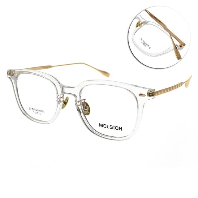 【MOLSION 陌森】細臂方框 光學眼鏡 肖戰同款 鋒芒鏡(透明 玫瑰金#MJ5069 B90)