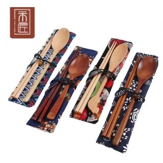 【May shop】一木一匠日式便攜式筷子勺子套裝戶外旅行上班族攜帶餐具