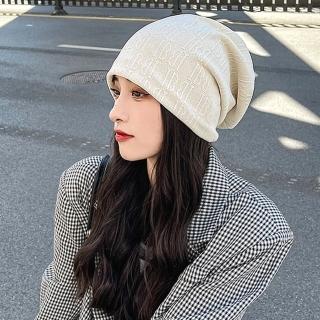 【Acorn 橡果】韓系壓紋防曬機能帽毛帽月子帽保暖防風頭罩1731(米色)
