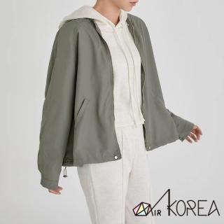 【AIRKOREA】正韓空運-領口皺折造型夾克-黑/卡其/粉/綠(3710-3007)