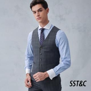 【SST&C 最後65折】米蘭系列灰色格紋修身西裝背心0512210002
