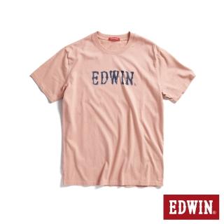 【EDWIN】男裝 人氣復刻款 斑駁LOGO短袖T恤(淺粉紅)