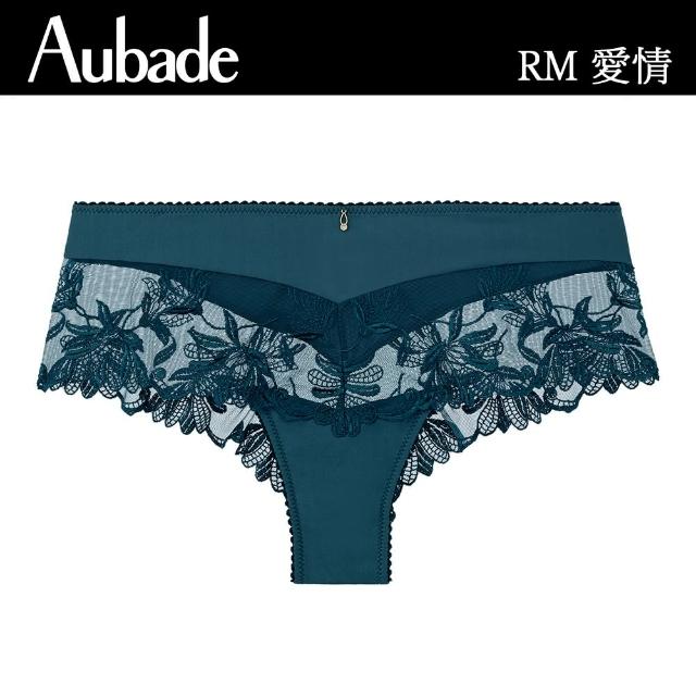 【Aubade】愛情刺繡蕾絲平口褲-RM(墨綠)