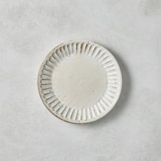 【有種創意食器】日本美濃燒 - 粉引雕紋淺盤(16 cm)