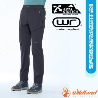 【Wildland 荒野】男 彈性拉鏈袋保暖耐磨機能褲.運動休閒長褲(0B02316-96 深鐵灰)
