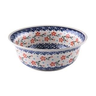 【波蘭陶】Zaklady 沙拉碗 湯碗 碗公 25cm 波蘭手工製(藍印紅花系列)