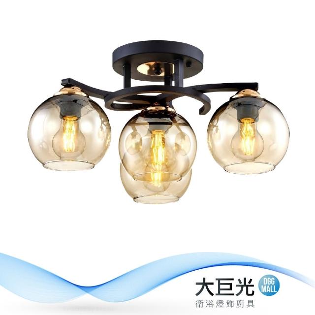 【大巨光】工業風-E27 3燈 5W 1燈半吸頂燈-中(MF-2203)