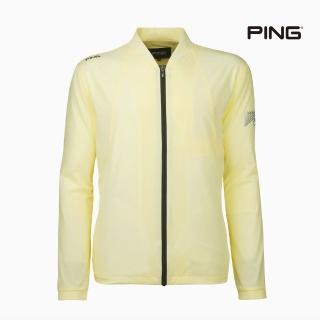 【PING】男款素色袖徽防風透氣高彈性薄外套-黃(附收納袋/GOLF/高爾夫球衫/PC22117-35)