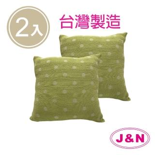【J&N】綠圓點彈性抱枕45*45-綠色 米色(2入/1組)