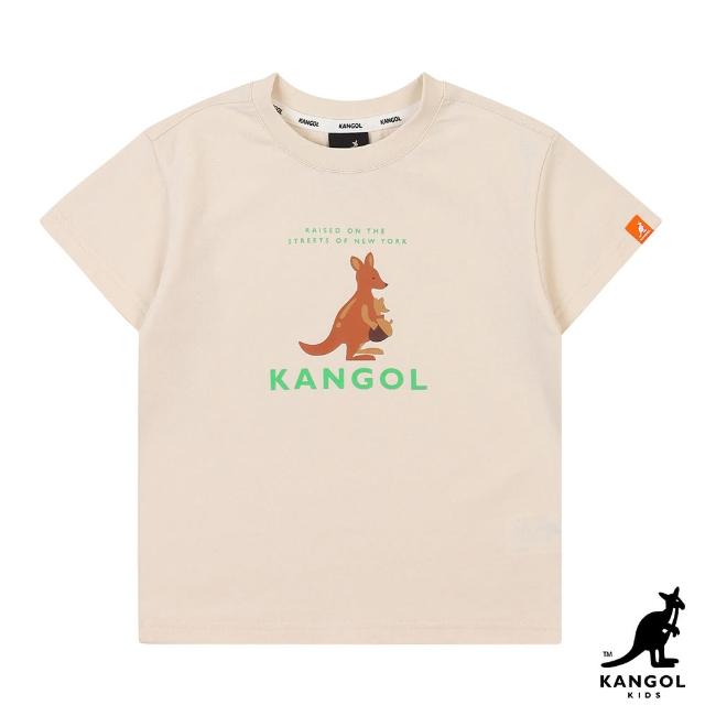 【KANGOL】韓國-KIDS 森林系袋鼠短袖T恤-米白色(W22SM009IY)