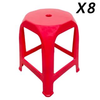 【ONE 生活】福來四角塑膠椅8入/組 台灣製(PP耐衝擊新料/抗UV/通過SGS檢驗)
