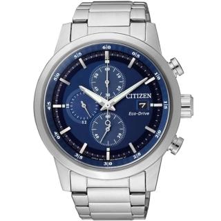 【CITIZEN 星辰】時尚光動能計時腕錶/藍面41mm(CA0610-52L)
