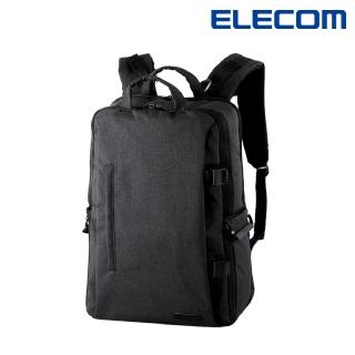 【ELECOM】帆布多功能質感防潑水後背包II-L-黑(DGB-S037BK)