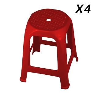 【ONE 生活】財旺四角塑膠椅4入/組 台灣製(PP耐衝擊新料/抗UV/通過SGS檢驗)