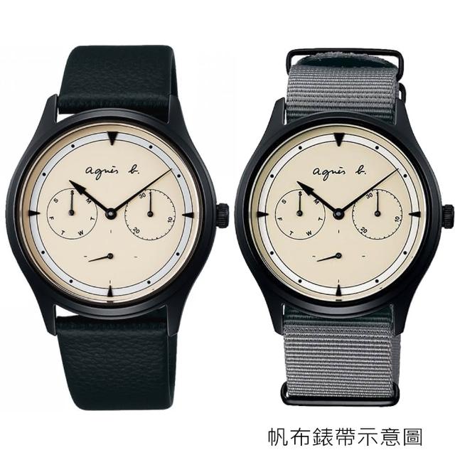 【agnes b.】優雅之旅中性手錶-附尼龍錶帶(BP6025X1/VD75-KYF0U)