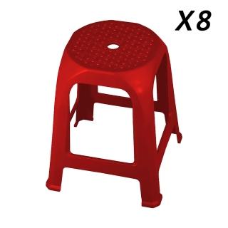 【ONE 生活】財旺四角塑膠椅8入/組 台灣製(PP耐衝擊新料/抗UV/通過SGS檢驗)