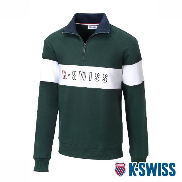 【K-SWISS】立領刷毛上衣 Mock Neck Sweatshirt-男-綠(107252-301)