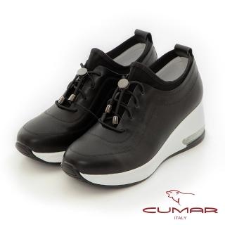 【CUMAR】厚底氣墊深口休閒鞋(黑色)