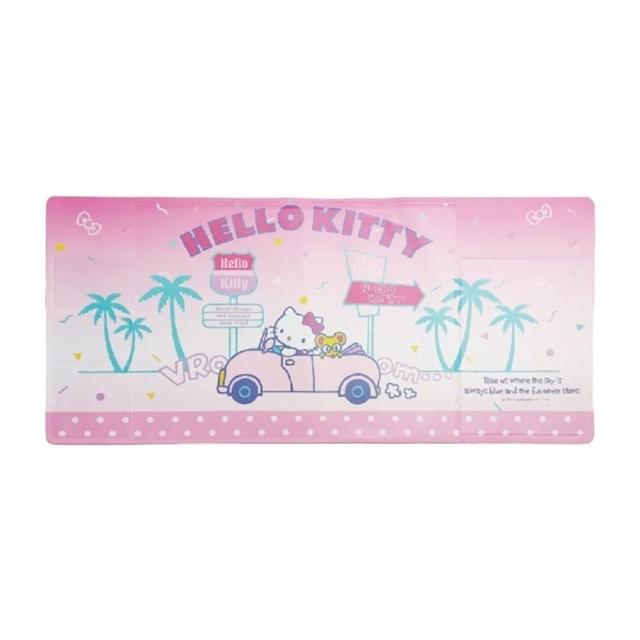 【小禮堂】Hello Kitty 多功能收納滑鼠墊 - 粉汽車(平輸品)
