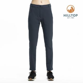 【Hilltop 山頂鳥】女款超潑水保暖彈性長褲H31FL9印墨黑