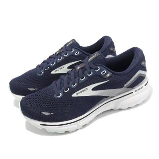 【BROOKS】慢跑鞋 Ghost 15 D 女鞋 寬楦 深藍 白 路跑 魔鬼系列15代 運動鞋(1203801D450)