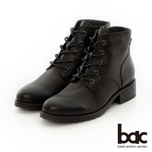 【bac】五孔腳踝微尖頭綁帶短靴(黑色)