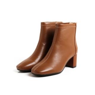 【viina】優柔共存．羊皮縫線短靴-棕(短靴裸靴)